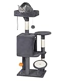 FourFurPets Small Cat Tree, Multi-Level Cat Tree for Indoor Cats, Cat Tower with Scratching Post, Cat Condo for Kittens, Dark Gray
