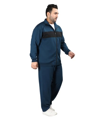 Image of CHKOKKO Mens Plus Size High Neck Winter Tracksuit Full Zip Jacket with Elastic Waist Lower Warm Soft Jogging Suit Activewear Set for Gym Running and Casual Wear