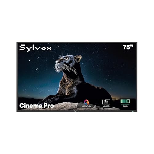 SYLVOX Outdoor TV, 75 inch Mini-LED QLED TVs for Outdoor Use, 3500nits Super High Brightness, 120Hz, IP55 Waterproof, Compatible with Google & Dolby Atmos, HDMI 2.1 & USB 3.0 (Cinema Pro/2025)