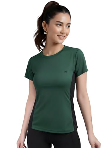 Image of White Moon Gym Tshirt for Women Workout Dry Fit t Shirt Sports Tshirt | Gym Tops for Woman | Lightweight Round Neck Breathable Half Sleeve Activewear Running Yoga Tops for Woman