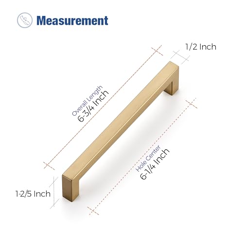Image of Ravinte 30 Pack Champagne Bronze Cabinet Handles 6-1 /4 Inch Hole Center Stainless Steel Kitchen Square Cabinet Pulls for Dresser Drawer Cupboard Handles with Screwdriver