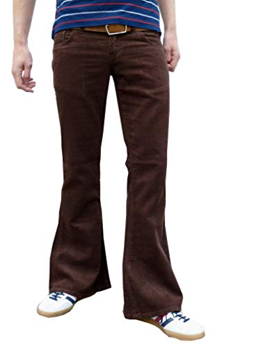 Mens Retro Brown Bell Bottoms Cord Flares Vintage 60S 70S Style (30W 30L)