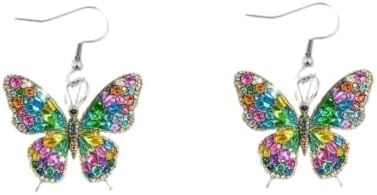 Rhinestone Butterfly Dangle Earrings Shiny Multi Crystal Wing Drop Earrings Statement Festival Jewelry for Women image 2