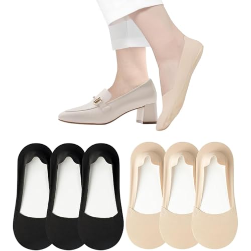 LCHYI 6 Pairs Invisible Ice Silk Breathable Socks No Show Socks Invisible Hidden Sock Soft Thin Low Cut Non Slip Socks for Men Women (Color 1)