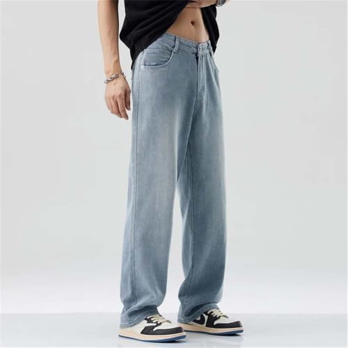 Men's Casual Trendy Straight Wide Jeans Vintage Distressed Baggy Denim Pants4