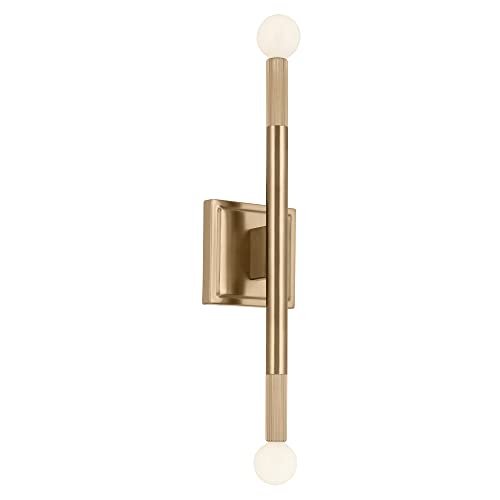 Image of Kichler Odensa 2-Light Wall Vanity, Modern Light in Champagne Bronze, Mount Horizontally or Vertically, for Illuminating Art, TV, Mirrors, Bookshelves, Bed, Vanity, Bar, Hallways (17 inch x 5 inch), 52556CPZ
