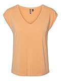oberteil orange pink T-Shirt für Damen, tiefer V-Ausschnitt, kurze Kappenärmel