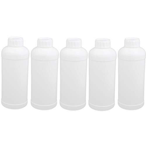 Aexit 5Pcs 34oz gauge HDPE Plastic White Refillable Narrow Mouth Liquid Powder Storage Bottle Container