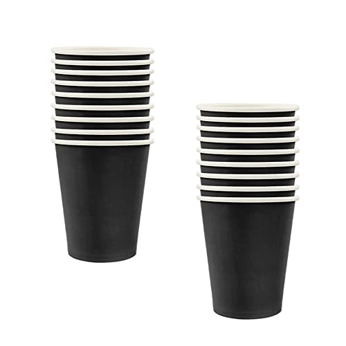 16PCS Midnight Black Paper Cups,Disposable Paper Cup Solid 9oz Paper Cups Tableware Birthday Decorations Party Cups Party Drinking Cups for BBQs,Halloween,Picnic,Baby Shower,Party Cups Supplies