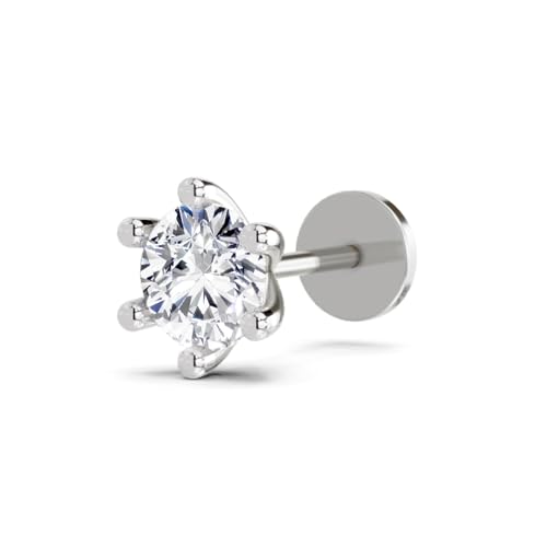 Image of Sparkles Lab Grown Diamond 0.03 Carat - 0.50 Carat Round Shape Solitaire Diamond Nose Pin for Women | 14K Gold IGI Certified FG VS Quality