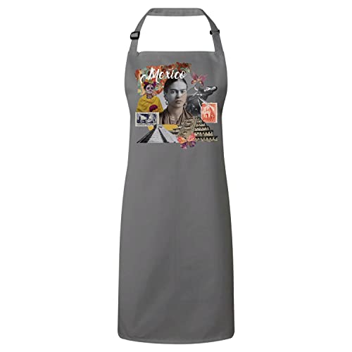 Tablier cuisine Mexique Vintage Collage Voyage en coton lavable