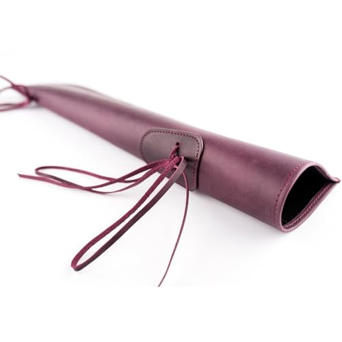 Bass bow quiver GENUINE Crazy Horse leather Bass bow case Bow bag Holder for German and French bass bow (Marsala) - Thumbnail 4