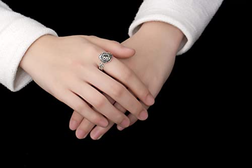 Bague rose mate en argent S925 ajustable et originale faite main