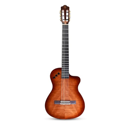 Image of Kadence 39 Electric Classical Guitar - Thin Body SILENT GUITAR - Nylon Strings, Solid Okoume back & sides, Gloss Finish with Rounded Frets, Padded Bag and EQ (Travel Classical Guitar)