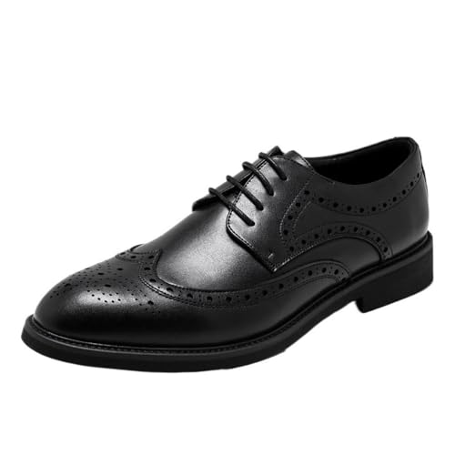 Men's Lace up Brogue Dress Shoes Genuine Leather Business Casual Formal Office Work Soft Sole Spring British Style Wedding Groom Footwear