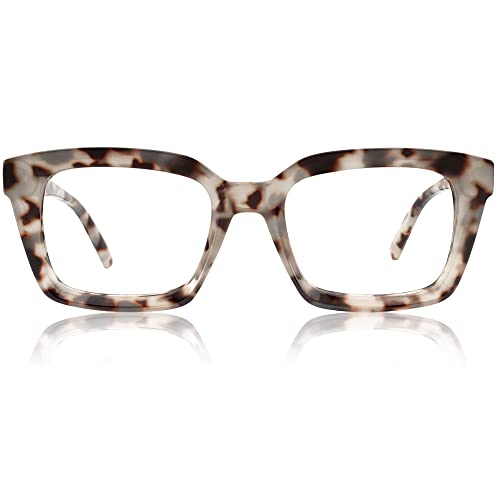 JiSoo Reading Glasses 3.5 Blue Light Blocking,Oversized Reading Glasses 3.5 Women/Men with Spring Hinge, Tortoise Grey