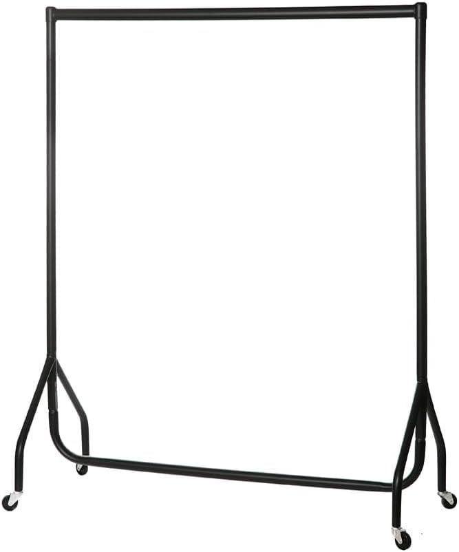 My Shopfittings Black Heavy-Duty Clothes Rail Hanging Rail with Wheels 2ft, 3ft, 4ft, 5ft, or 6ft wide AND 5ft High (4ft wide and 5ft high)