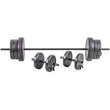 US Weight 105 Pound Barbell Weight Set for Home Gym| Adjustable Weight Set with Two Dumbbell Bars 6 Ft Bar, Black