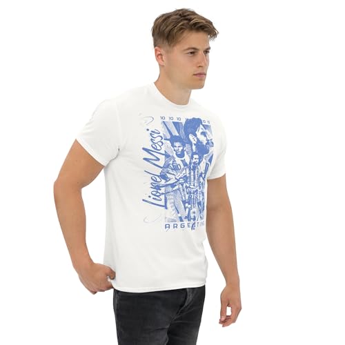 Messi, LionelCamiseta de algodón 100%, Estampado DTG. Corte Unisex, Tallas de Adulto, es Importante Ver la Tabla de Tallas. CAM1092. (FR/ES, Letras, XXL, Regular, Regular, Blanca)