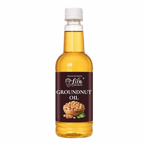 Image of LILA DRY FRUITS Groundnut Oil 50 ML Cold Pressed Peanut Oil for Cooking Natural Moongfali ka Tel for Frying, Tadka & Daily Kitchen Use, Kacchi Ghani Cholesterol Free Ground Nut Oil Chemical-Free