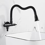 XSDSM Rubinetto A Muro con Attacco Lavatrice Rubinetti Bagno Lavabo Nero Rubinetto Solo Acqua Fredda In Ottone A Doppia Modalità
