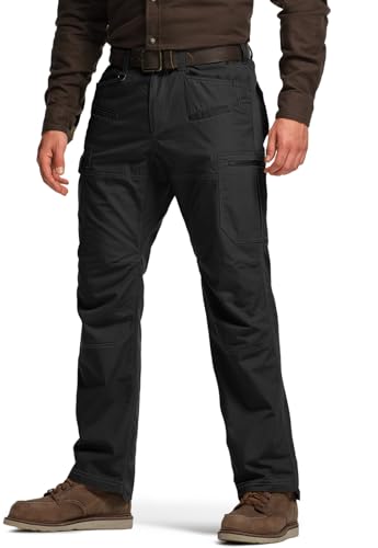 CQR Men's Winter Tactical Cargo Pants, Thermal Fleece Lined Outdoor