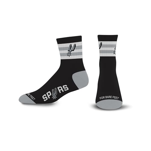 For Bare Feet NBA SAN ANTONIO SPURS 5 Stripe Logo Quarter Sock Team Color Large