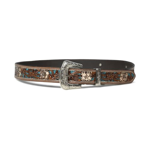 Image of Handcrafted Engraved Design Leather Belt with Embossed Buckle by N Z Overseas