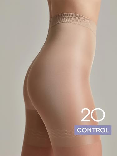 Image of Conte Women's Nude Body Shaping Sheer Compression Pantyhose Tights - Control