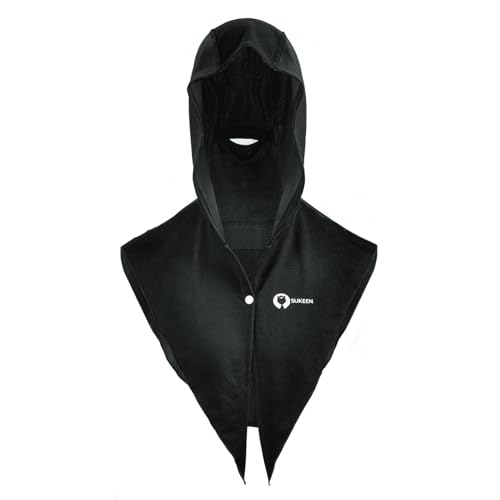 Sukeen Cooling Hoodie Towel, UV Protection Cooling Towels for Neck and Face, Lightweight Absorbent Cooling Towels for Hot Weather, Cooling Neck Wraps for Workout, Sports, Fitness, Gym, Black