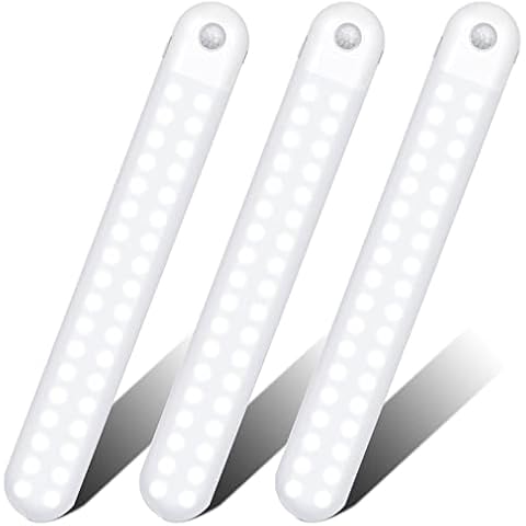 Mostop Motion Sensor Cabinet Lights, 72 LED Under Cabinet Light Wireless Cupboard Lights USB Rechargeable Stick-on Cabinet Night Light with Magnetic Strip for Wardrobe, Cabinet, Stairs, 3 Pack Cover