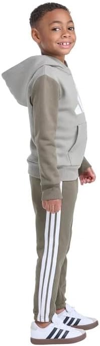 Adidas Youth Kids’ 2-Piece Tracksuit Outfit Set – Fleece Hoodie & Jogger Sweatpants, Midweight Activewear Outfit