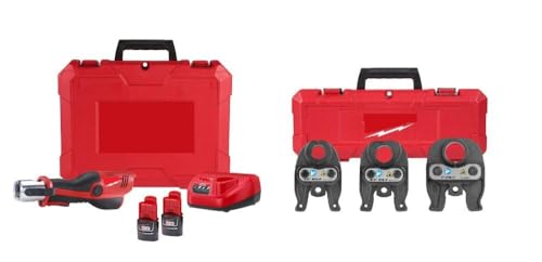 Image of For Milwaukee.r M12 FORCE LOGIC Press Tool with 1/2 Inch-1 Inch IPS-P Press Jaw Kit Bundle