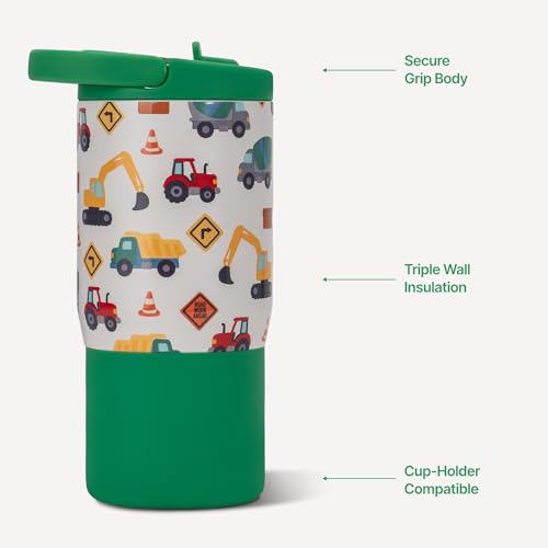 Image of HydroJug Sport 14 oz Insulated Kids Water Bottle with Straw, Under Construction