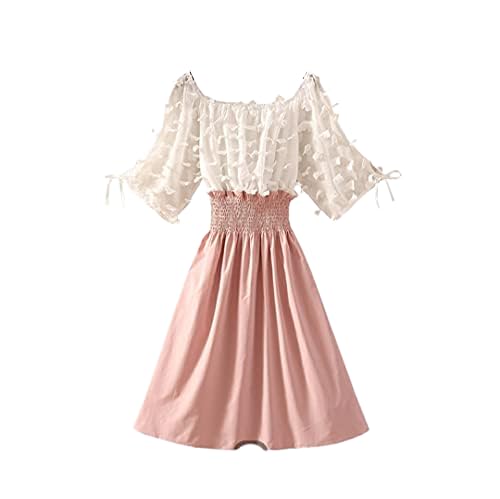 MilkywayMilky Way Women Trendy Fashion Knee Length moti ruffuled Dress for Casual wear, Pink, XL