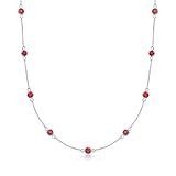 Ross-Simons 3.10 ct. t.w. Ruby Station Necklace in Sterling Silver. 18 inches