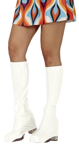 FIESTAS GUIRCA | White Boot Covers (17.7 in) - Fancy Dress Accessory for 70s Parties and Rock Themed Events - Ideal for Unisex Adults - Perfect for Carnival and Halloween - White