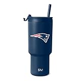 Simple Modern Officially Licensed NFL New England Patriots 30 oz Tumbler with Flip Lid and Straws | Insulated Cup Stainless Steel | Gifts for Men Women | Trek Collection | New England Patriots