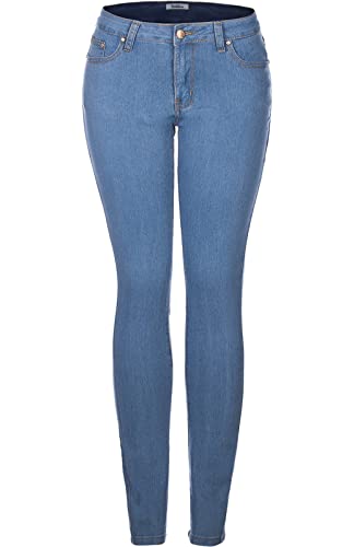 2LUV Women's 5 Pocket Stretch Skinny Jeans True Light Denim 174