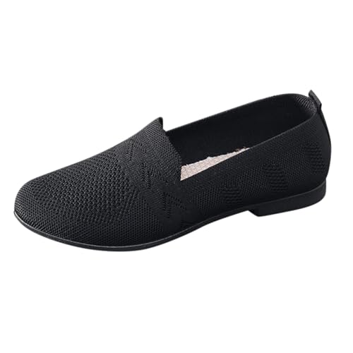 Women'S Ballet Flats Slip On Knit Dress Shoes Pumps Shoes Round Toe Breathable Loafers Women Wide Fit Low Top Loafers Low Heeled Walking Pumps Comfort Ballerinas Flats Woven Work Shoe