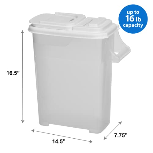 Buddeez Pet Food Storage Container - 16 Lb Capacity Dog Food Storage Container, Cat Food Container, Bird Seed Storage Container With Durable Ez Grip Handle And Ez Flip Lid With Pour Spout (White Lid) #TOP4