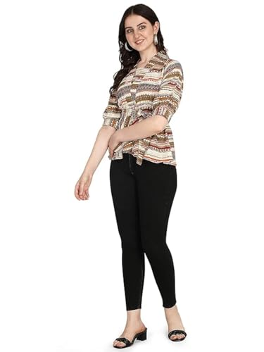 Image of OM SAI LATEST CREATION Women Solid Western Top with Half Sleeves for Office Wear, Casual Wear, Top for Women.