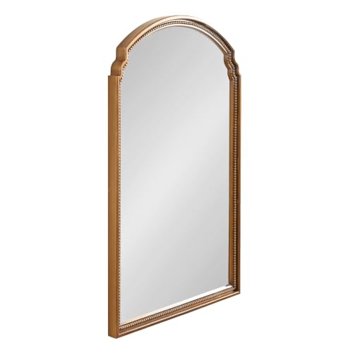 Image of Kate and Laurel Lockland Vintage Beaded Arch Wall Mirror, 24 x 36, Gold, Traditional Vintage Arched Bathroom Mirror for Over Sink for Use as Living Room Wall Decor