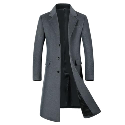 Image of TangDao Long Wool Overcoat for Men Pea Coat Winter Warm Trench Coat