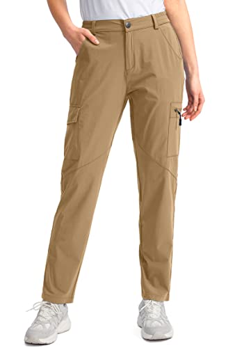 Viodia Women's Hiking Cargo Pants Quick Dry UPF50+ Waterproof Pants for Women Fishing Golf Travel Pants with Pockets Deep Khaki