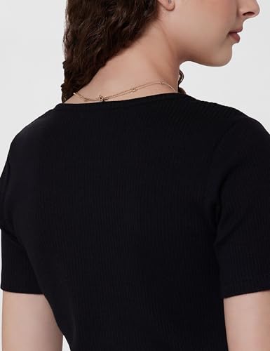 Image of barcino Beige Ribbed V-Neck Short Sleeves Top