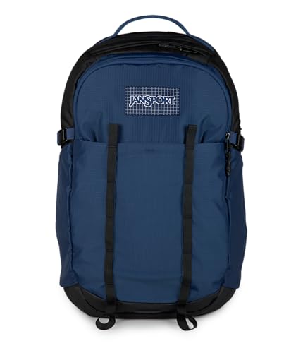 Image of JanSport 34L All Around Pack - 15 inch Laptop Sleeve, Navy | Versatile Rucksack w /Hydration Sleeve, Reflective Accents & Safety Whistle