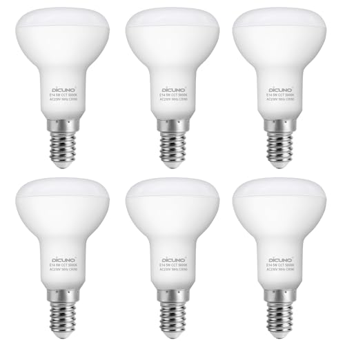 DiCUNO E14 LED Light Bulb, R50 Reflector Bulbs 5W, 550LM, 50W Halogen Equivalent Small E14 Screw Bulb, Daylight White 5000K