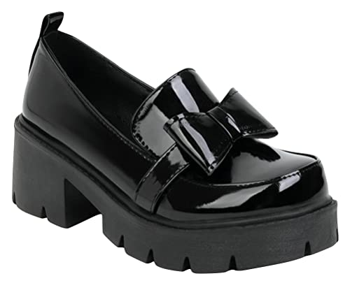 Image of Women's Platform Mary Janes Chunky Heel Ankle Strap Uniform Dress Shoes Heeled Gothic Lolita Oxfords