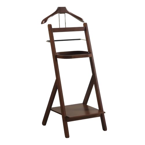 Gumatea Garment Rack Wood Valet Stand with Tray Hanger Shoe Rack Freestanding Suit Stand for Men/Women Floor Stand Valet Storage Organizer for Entryway Bedroom Office Commercial